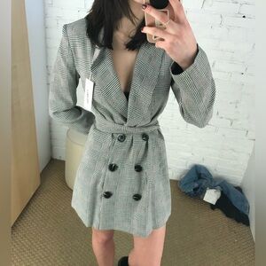 Reformation Gray Plaid Dress